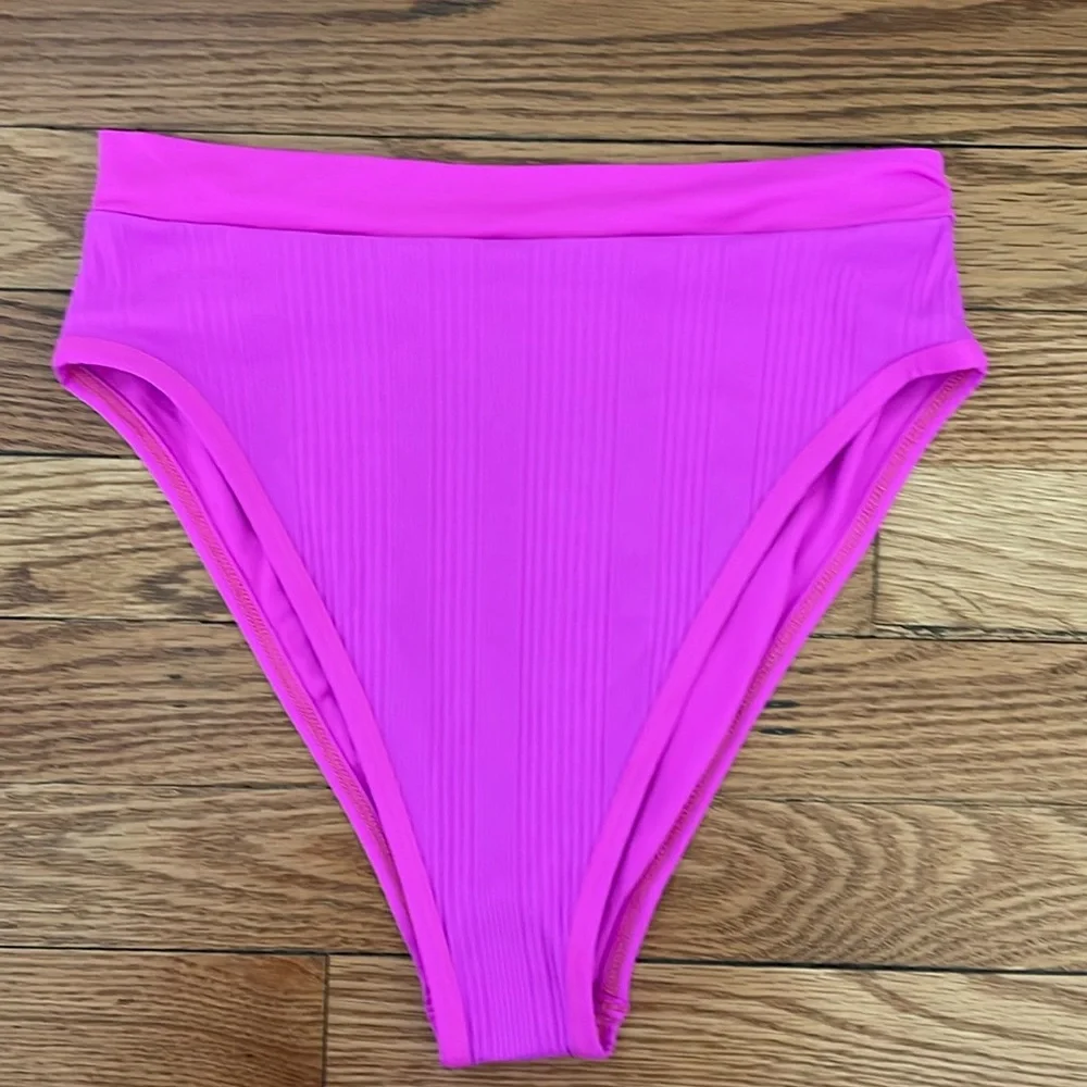 l*space Swim High Waist Frenchi Bitsy‎ Ribbed Bikini Bottom Pitaya Large